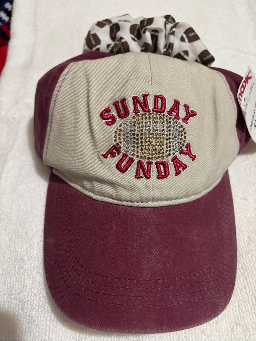 NWT Sunday Funday by Sincerely Jules Women’s Football Cap w/ 2 Scrunchies